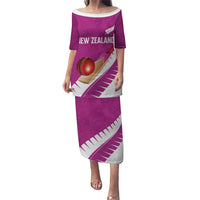 Custom New Zealand Cricket Family Matching Puletasi and Hawaiian Shirt Kiwi Birds Haka Dance Pink Fern Sporty Style LT03 Mom's Dress Pink - Polynesian Pride