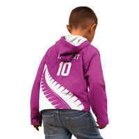 Custom New Zealand Cricket Kid Hoodie Kiwi Birds Haka Dance Pink Fern Sporty Style LT03 - Polynesian Pride