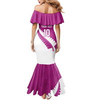 Custom New Zealand Cricket Mermaid Dress Kiwi Birds Haka Dance Pink Fern Sporty Style LT03 - Polynesian Pride