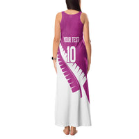 Custom New Zealand Cricket Tank Maxi Dress Kiwi Birds Haka Dance Pink Fern Sporty Style LT03 - Polynesian Pride