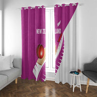 New Zealand Cricket Window Curtain Kiwi Birds Haka Dance Pink Fern Sporty Style LT03 With Grommets Pink - Polynesian Pride