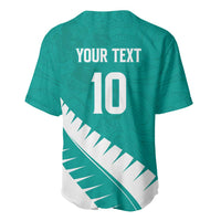 Custom New Zealand Cricket Baseball Jersey Kiwi Birds Haka Dance Turquoise Fern Sporty Style LT03 - Polynesian Pride