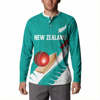 Custom New Zealand Cricket Button Sweatshirt Kiwi Birds Haka Dance Turquoise Fern Sporty Style