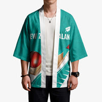Custom New Zealand Cricket Kimono Kiwi Birds Haka Dance Turquoise Fern Sporty Style LT03 - Polynesian Pride
