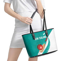 New Zealand Cricket Leather Tote Bag Kiwi Birds Haka Dance Turquoise Fern Sporty Style LT03 - Polynesian Pride