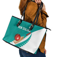 New Zealand Cricket Leather Tote Bag Kiwi Birds Haka Dance Turquoise Fern Sporty Style LT03 - Polynesian Pride