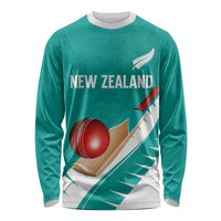 Custom New Zealand Cricket Long Sleeve Shirt Kiwi Birds Haka Dance Turquoise Fern Sporty Style LT03 Unisex Turquoise - Polynesian Pride