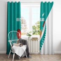New Zealand Cricket Window Curtain Kiwi Birds Haka Dance Turquoise Fern Sporty Style LT03 - Polynesian Pride