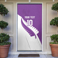 Custom New Zealand Cricket Door Cover Kiwi Birds Haka Dance Purple Fern Sporty Style LT03 Purple - Polynesian Pride
