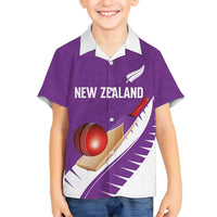 Custom New Zealand Cricket Family Matching Mermaid Dress and Hawaiian Shirt Kiwi Birds Haka Dance Purple Fern Sporty Style LT03 Son's Shirt Purple - Polynesian Pride