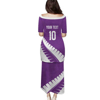 Custom New Zealand Cricket Family Matching Puletasi and Hawaiian Shirt Kiwi Birds Haka Dance Purple Fern Sporty Style LT03 - Polynesian Pride