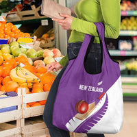 New Zealand Cricket Grocery Bag Kiwi Birds Haka Dance Purple Fern Sporty Style LT03 - Polynesian Pride