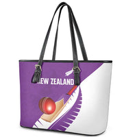 New Zealand Cricket Leather Tote Bag Kiwi Birds Haka Dance Purple Fern Sporty Style LT03 - Polynesian Pride