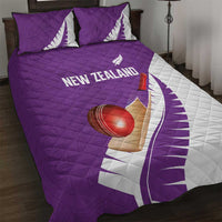 New Zealand Cricket Quilt Bed Set Kiwi Birds Haka Dance Purple Fern Sporty Style LT03 Purple - Polynesian Pride