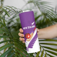 Custom New Zealand Cricket Skinny Tumbler Kiwi Birds Haka Dance Purple Fern Sporty Style LT03 - Polynesian Pride