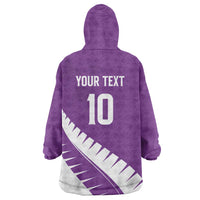 Custom New Zealand Cricket Wearable Blanket Hoodie Kiwi Birds Haka Dance Purple Fern Sporty Style LT03 - Polynesian Pride