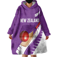 Custom New Zealand Cricket Wearable Blanket Hoodie Kiwi Birds Haka Dance Purple Fern Sporty Style LT03 - Polynesian Pride