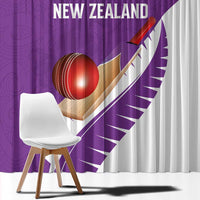 New Zealand Cricket Window Curtain Kiwi Birds Haka Dance Purple Fern Sporty Style LT03 - Polynesian Pride