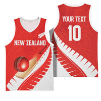Custom New Zealand Cricket Basketball Jersey Kiwi Birds Haka Dance Red Fern Sporty Style LT03 - Polynesian Pride