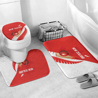 New Zealand Cricket Bathroom Set Kiwi Birds Haka Dance Red Fern Sporty Style