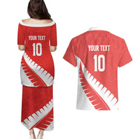 Custom New Zealand Cricket Couples Matching Puletasi and Hawaiian Shirt Kiwi Birds Haka Dance Red Fern Sporty Style LT03 - Polynesian Pride