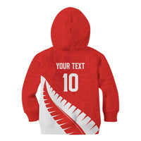 Custom New Zealand Cricket Kid Hoodie Kiwi Birds Haka Dance Red Fern Sporty Style LT03 - Polynesian Pride