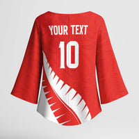 Custom New Zealand Cricket Kimono Sleeve Blouse Kiwi Birds Haka Dance Red Fern Sporty Style LT03 - Polynesian Pride