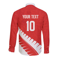 Custom New Zealand Cricket Long Sleeve Button Shirt Kiwi Birds Haka Dance Red Fern Sporty Style LT03 - Polynesian Pride