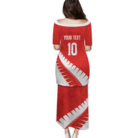 Custom New Zealand Cricket Puletasi Kiwi Birds Haka Dance Red Fern Sporty Style LT03 - Polynesian Pride