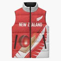 Custom New Zealand Cricket Sleeveless Puffer Jacket Kiwi Birds Haka Dance Red Fern Sporty Style LT03 Unisex Red - Polynesian Pride