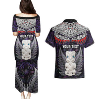 New Zealand Hei Tiki Couples Matching Puletasi and Hawaiian Shirt Maori Purple Papua Shell Pattern LT03 - Polynesian Pride
