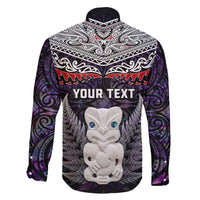 New Zealand Hei Tiki Family Matching Tank Maxi Dress and Hawaiian Shirt Maori Purple Papua Shell Pattern LT03 - Polynesian Pride