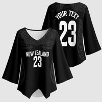 New Zealand Basketball Ta Moko Tribal Custom Kimono Sleeve Blouse