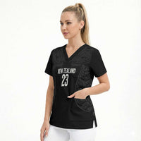 New Zealand Basketball Ta Moko Tribal Custom Scrub Top