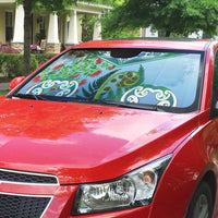Aotearoa New Zealand Natural Plants Auto Sun Shade Pohutukawa with Silver Ferns Koru Frond Maori Tattoos LT03 - Polynesian Pride