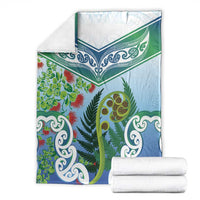 Aotearoa New Zealand Natural Plants Blanket Pohutukawa with Silver Ferns Koru Frond Maori Tattoos