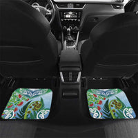 Aotearoa New Zealand Natural Plants Car Mats Pohutukawa with Silver Ferns Koru Frond Maori Tattoos LT03 Set 2pcs - Back Multicolor - Polynesian Pride