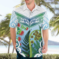 Aotearoa New Zealand Natural Plants Hawaiian Shirt Pohutukawa with Silver Ferns Koru Frond Maori Tattoos LT03 - Polynesian Pride