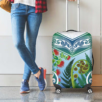 Aotearoa New Zealand Natural Plants Luggage Cover Pohutukawa with Silver Ferns Koru Frond Maori Tattoos LT03 - Polynesian Pride
