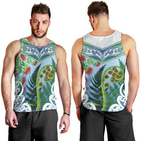 Aotearoa New Zealand Natural Plants Men Tank Top Pohutukawa with Silver Ferns Koru Frond Maori Tattoos LT03 - Polynesian Pride