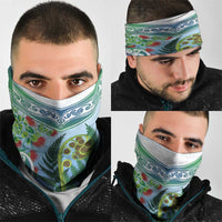Aotearoa New Zealand Natural Plants Neck Gaiter Pohutukawa with Silver Ferns Koru Frond Maori Tattoos LT03 - Polynesian Pride