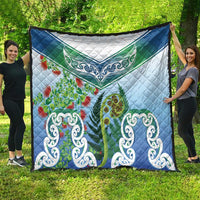 Aotearoa New Zealand Natural Plants Quilt Pohutukawa with Silver Ferns Koru Frond Maori Tattoos LT03 - Polynesian Pride