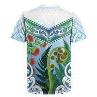 Aotearoa New Zealand Natural Plants Rugby Jersey Pohutukawa with Silver Ferns Koru Frond Maori Tattoos LT03 - Polynesian Pride
