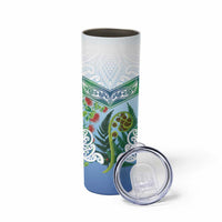 Aotearoa New Zealand Natural Plants Skinny Tumbler Pohutukawa with Silver Ferns Koru Frond Maori Tattoos LT03 - Polynesian Pride