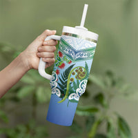 Aotearoa New Zealand Natural Plants Tumbler With Handle Pohutukawa with Silver Ferns Koru Frond Maori Tattoos LT03 - Polynesian Pride
