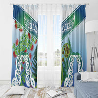 Aotearoa New Zealand Natural Plants Window Curtain Pohutukawa with Silver Ferns Koru Frond Maori Tattoos LT03 - Polynesian Pride
