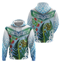 Aotearoa New Zealand Natural Plants Zip Hoodie Pohutukawa with Silver Ferns Koru Frond Maori Tattoos LT03 - Polynesian Pride