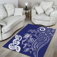 New Zealand Sea Animals with Maori Tribal Tattoo Area Rug Blue Color LT03 - Polynesian Pride