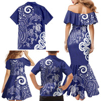 New Zealand Sea Animals with Maori Tribal Tattoo Family Matching Mermaid Dress and Hawaiian Shirt Blue Color LT03 - Polynesian Pride