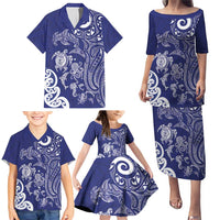 New Zealand Sea Animals with Maori Tribal Tattoo Family Matching Puletasi and Hawaiian Shirt Blue Color LT03 - Polynesian Pride
